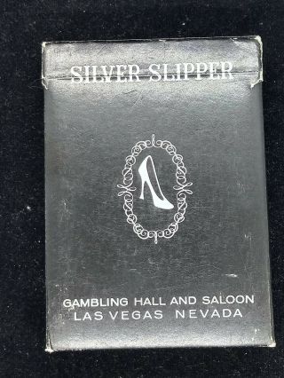 Silver Slipper Casino Uncancelled Playing Cards Black Deck Las Vegas Saloon Rare 3