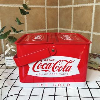 China Coca Cola Commemorative Vintage Storage Steel Box Hand Basket Candy Box