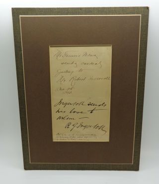 1893 Autograph Robert Ingersoll Orator Agnostic Francis Wilson Actor Writer Love