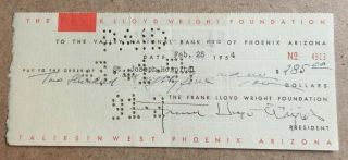 Frank Lloyd Wright: Signed 1952 Document,  Psa/dna Loa And R&r
