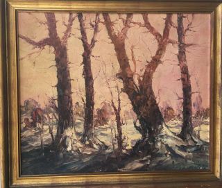 Gechtoff Antique Oil Painting Listed Winter In N.  J.  1939 Van Gogh Orig Frame
