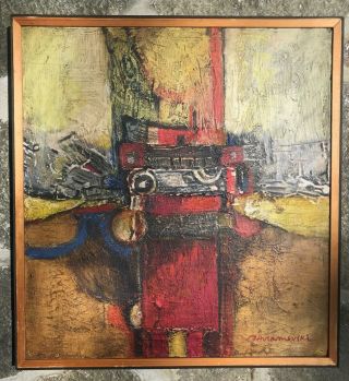 Aramovsky - Gute 1970s Abstract Expressionist Oil Painting Macedonian Modernist