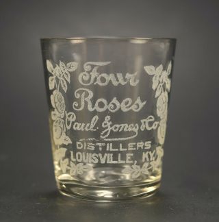 Paul Jones Pre - Prohibition Shot Glass " Four Roses " Distillers Louisville,  Ky