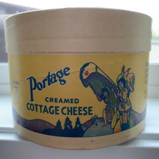 Vintage Portage Co - Op Creamery Cottage Cheese Box Container Indian Wisconsin