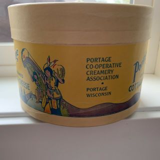 Vintage Portage Co - op Creamery Cottage Cheese Box Container Indian Wisconsin 2