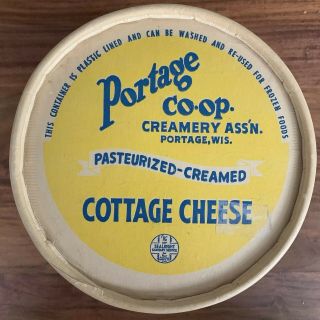 Vintage Portage Co - op Creamery Cottage Cheese Box Container Indian Wisconsin 5