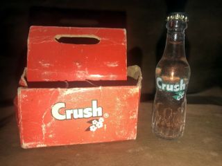 Orange Crush Mini Miniature Soda 3 " Full Bottle & Paper Carton/carrier Cardboard