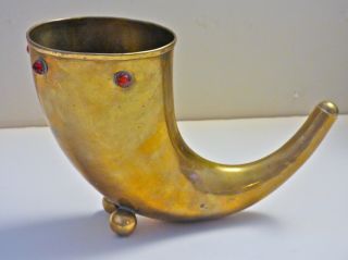 ° Rare Antique Art Nouveau Arts And Crafts Handmade Brass Drinking Horn No Stein