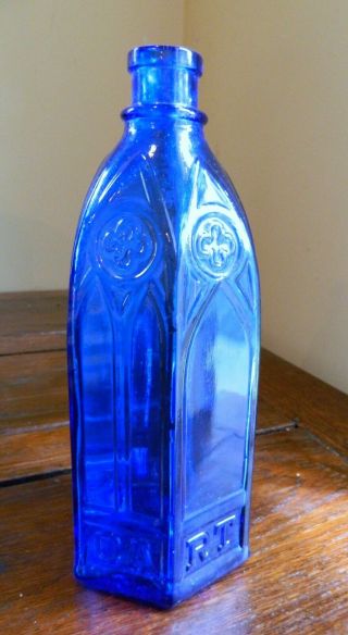Antique Carters Cathedral Bottle Cobalt Blue 9 - 3/4 "