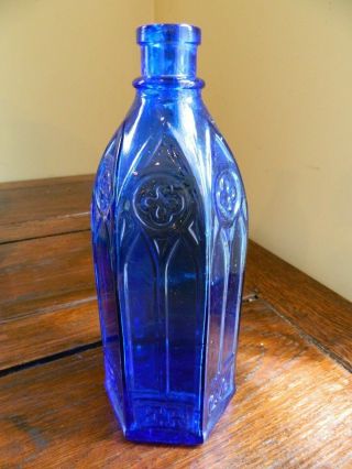 Antique Carters Cathedral Bottle Cobalt Blue 9 - 3/4 