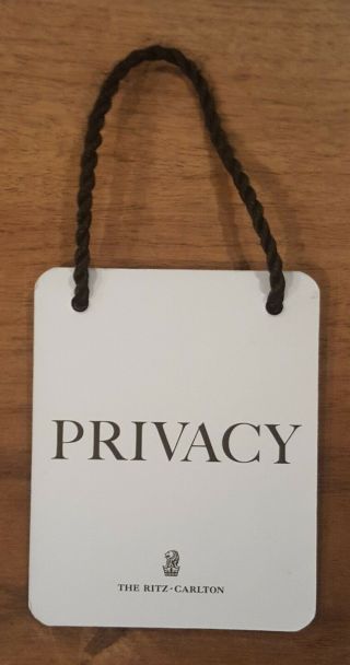 Ritz Carlton Hotel Roped Private Do Not Disturb Sign Dnd Thick & Firm