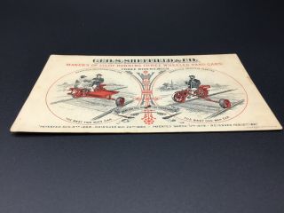 George S.  Sheffield & Co.  Three - Wheeled Hand Car Trade Card,  Three Rivers MI 3