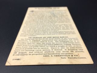George S.  Sheffield & Co.  Three - Wheeled Hand Car Trade Card,  Three Rivers MI 5
