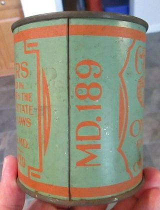 Vintage one pint oyster tin can advertising CHESSCO salt water CRISFIELD MD 2
