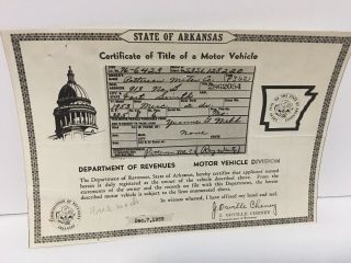 1953 Mercury Coupe 2 Door Car Title Historical Document