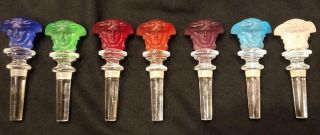 Set Of 7 Rosenthal Versace Crystal Medusa Wine Bottle Stopper Asst.  Colors