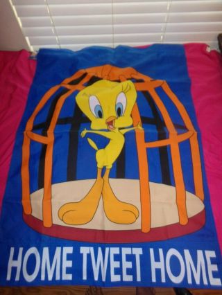 Tweety Bird - Looney Tunes - " Home Tweet Home " Nylon Flag 28” X 44”.  With Tag