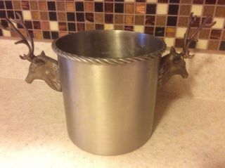 Rare Vintage Champagne Wine Ice Bucket With Animal Heads