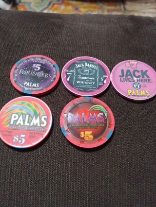 Palms Casino Las Vegas Nevada " Rounders " Jack Daniels & Stuff $5 Chip -