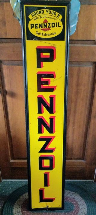 Rare 1962 Pennzoil Motor Oil Large Metal Sign.  One