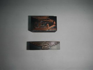 Two Jaguar Print Dies - Xk120 And Winged Emblem