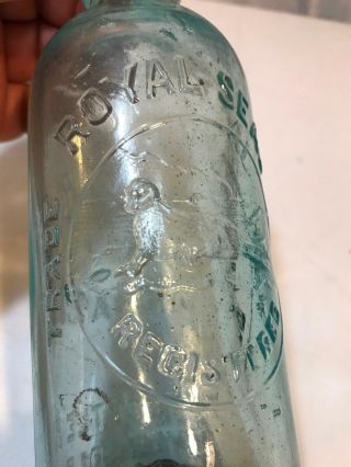 Rare Antique Hutchinson Bottle H.  E.  Lazarus Chicago Royal Seal Blob Embossed