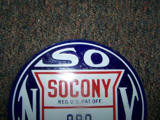 SOCONY PORCELAIN DOUBLE SIDED SIGN 990 MOTOR OIL 1930 8