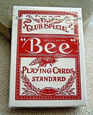 Vintage BEE USPCC Golden Nugget No 92 Red Cambric Playing Cards 2
