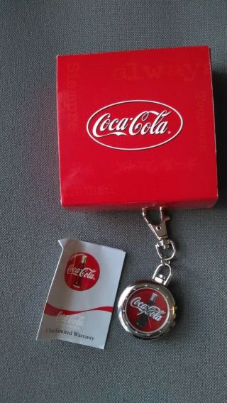 Coca Cola Pocket Watch With Clip On Fob Collectible