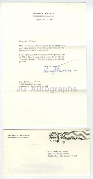 Harry S.  Truman - 33rd President Of The United States - Autographed Letter,  1968