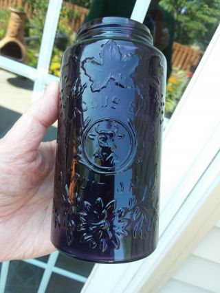 Deep Purple Flaccus Bros Steers Head Fruit Jar Embossed Fancy Embossed Graphics