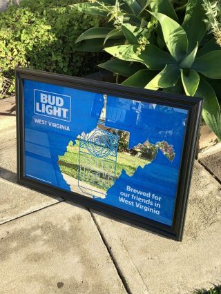 Bud Light West Virginia Map Beer Bar Mirror Man Cave  36”x24”