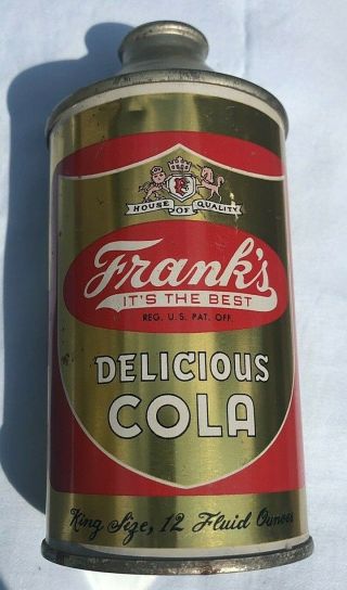 Franks Delicious Cola Pre - Zip Cone Top Soda Can