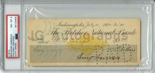 Benjamin Harrison U.  S.  President Autographed 1900 Check Psa/dna Graded Nm - Mt 8