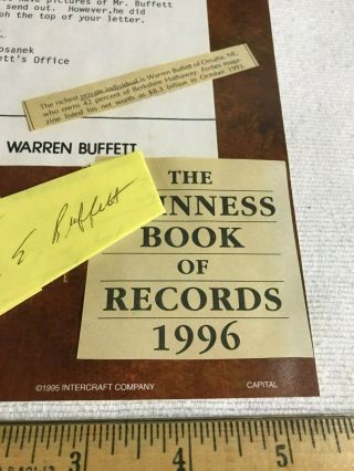 1990 ' s WARREN BUFFETT Hand Signed Autograph w/ Letter From Personal Secretary 6