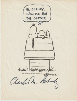 Charles M Schulz,  Snoopy,  Signature On Paper