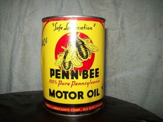 Penn Bee Pure Pennsylvania Motor Oil Can 1 Qt