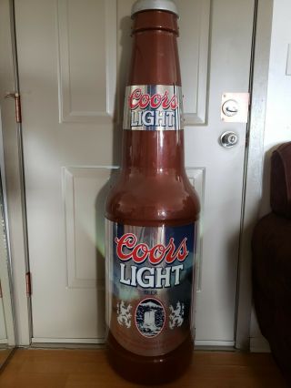 Giant Coors Light Beer Bottle Lighted Sign Barware Bar Mancave 55 "