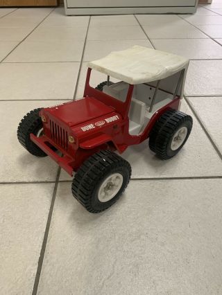 Vintage Tonka Jeep Dune Buggy Red With White Top Pressed Steel