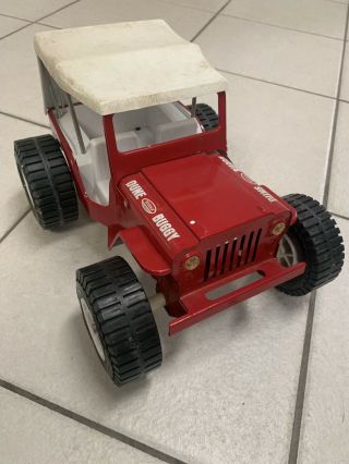 VINTAGE TONKA JEEP DUNE BUGGY RED WITH WHITE TOP PRESSED STEEL 2