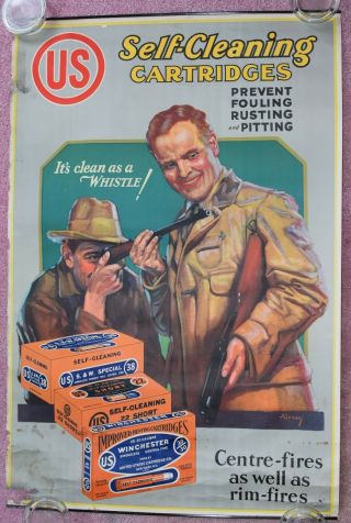 1930s Winchester Cartridge Advertising Poster United States Cartridge Company
