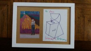 David Hockney Drawing Signed Autographed With Certificate Of Provenance