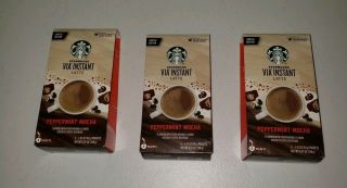 3 Boxes Of Starbucks Via Instant Latte Peppermint Mocha Limited Edition