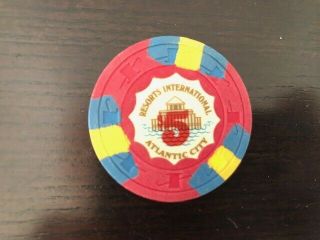 $5 Resorts 1st Edt Atlantic City Casino Chip Very Rare Stands On Edge Sca White