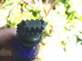 Cobalt blue lattice Poison with the stopper 3 1/2 inch 2