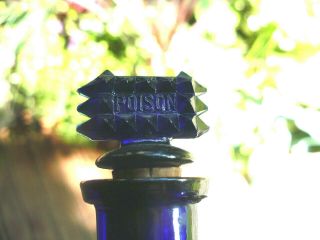Cobalt blue lattice Poison with the stopper 3 1/2 inch 3