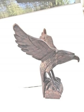 Hand - carved Wooden Eagle approx.  14 inches tall carved from 1 piece of wood 6479 2