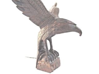 Hand - carved Wooden Eagle approx.  14 inches tall carved from 1 piece of wood 6479 3
