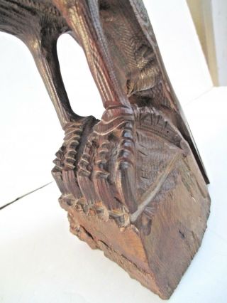 Hand - carved Wooden Eagle approx.  14 inches tall carved from 1 piece of wood 6479 8
