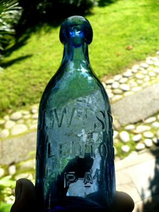 Light Cobalt Blob Soda J.  Wise Allentown Pa.  This Bottle Belongs To James Wise